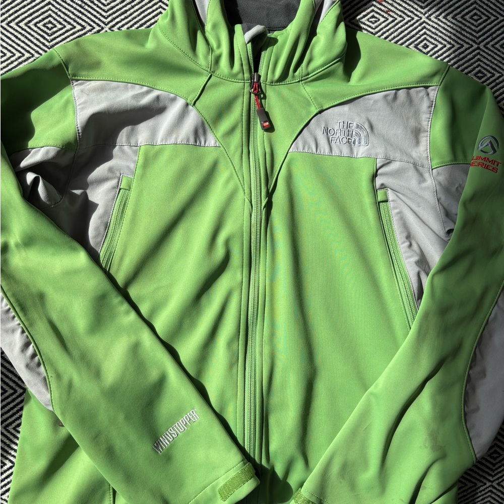 The North Face Gray and Green Softshell Jacket